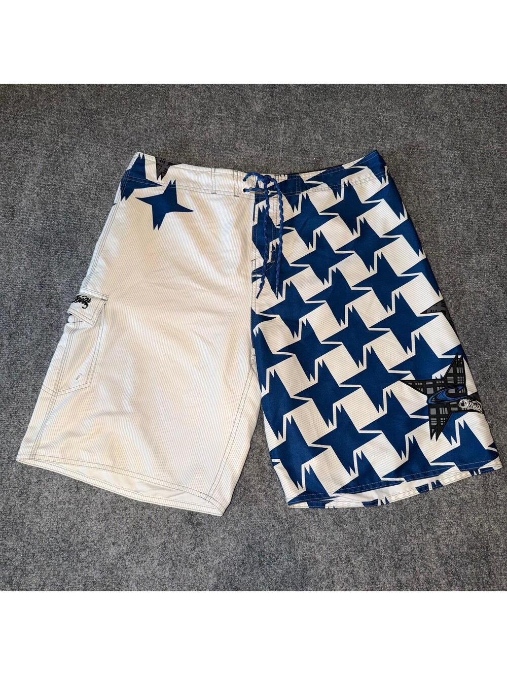 O’Neill Blue Stars Lopez Freak Surf Board Shorts Mens XL Vtg y2k 90s Rare